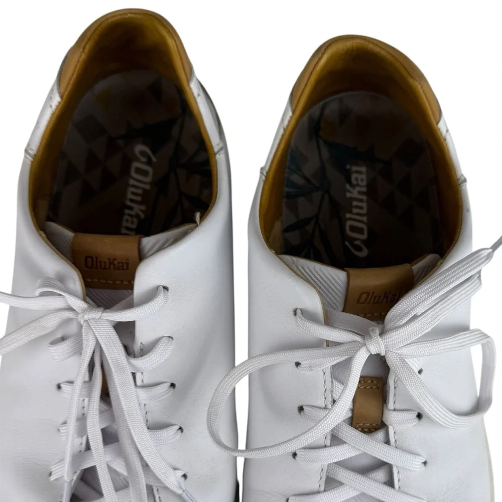 Olu Kai Men's Lae'ahi Li 'lli White Leather Drop Heel Casual Sneaker size 11.5 - Picture 8 of 9